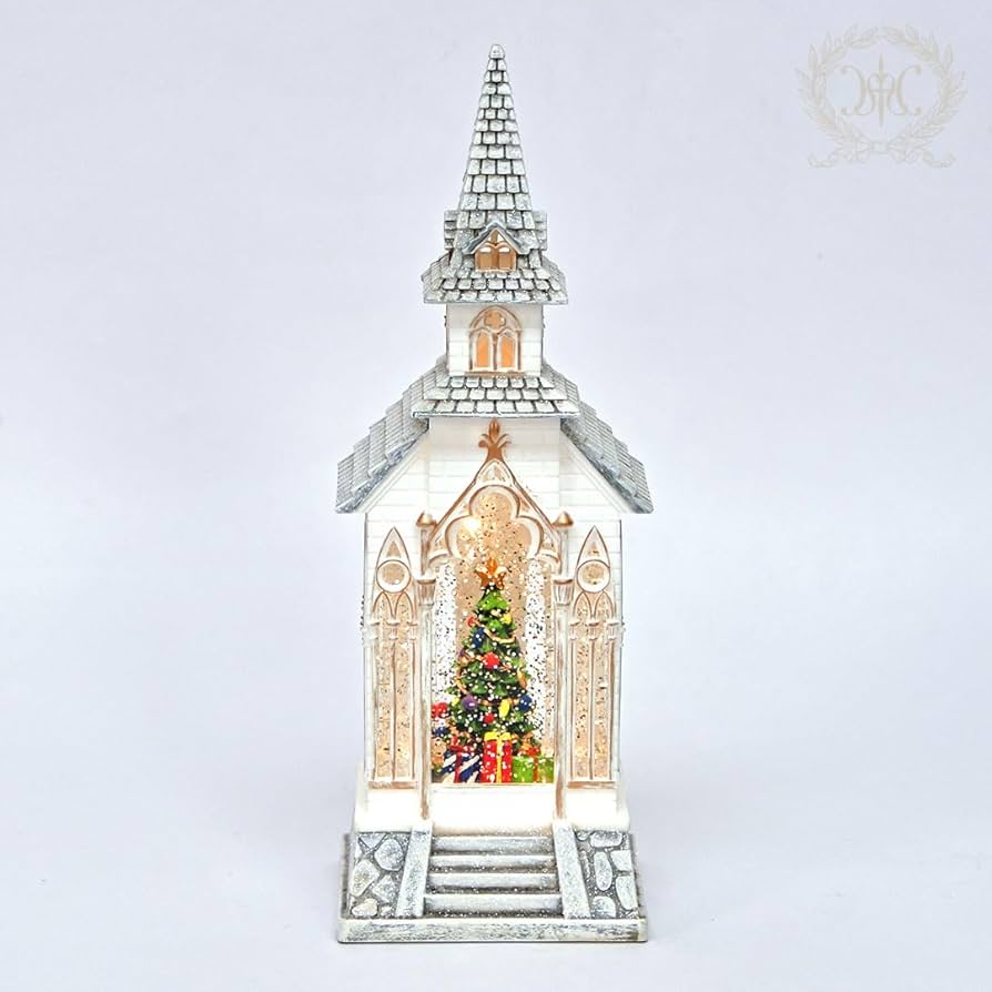 Amazon.co.jp: リキッドLEDチャーチツリー スノードーム 自動回転